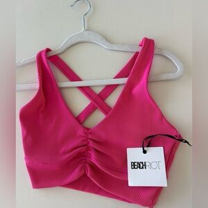 Beach Riot Fuchsia Ribbed Activewear Top